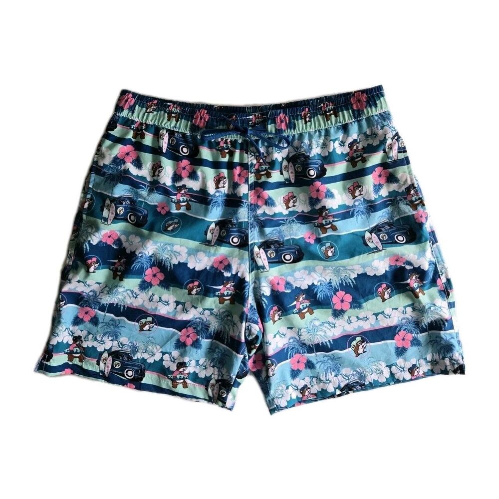 Buc-ees Swim Trunks Shorts Mens XL Floral Hawaiian Surf Beaver